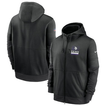 Minnesota Vikings Nike Black Sideline Impact Lockup Performance Full-Zip Hoodie