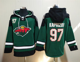 Minnesota Wild #97 Kirill kaprizov Green All Stitched Hooded Sweatshirt