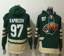 Minnesota Wild #97 Kirill kaprizov Green All Stitched Hooded Sweatshirt