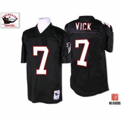 Mitchell And Ness Atlanta Falcons #7 Michael Vick Black Throwback Authentic Stitched NFL Jersey