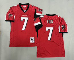 Mitchell And Ness Atlanta Falcons #7 Michael Vick Red Sleeve with Black Throwback NFL Jersey