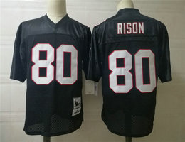 Mitchell And Ness Atlanta Falcons #80 Andre Rison Black Throwback Authentic Stitched NFL Jerseys
