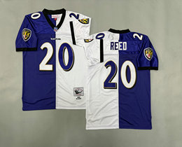 Mitchell And Ness Baltimore Ravens #20 Ed Reed Blue White Throwback NFL Jersey