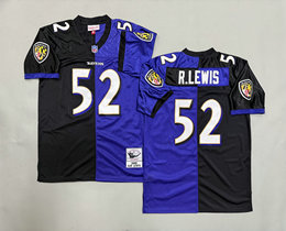Mitchell And Ness Baltimore Ravens #52 Ray Lewis Black White Throwback NFL Jersey