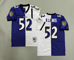 Mitchell And Ness Baltimore Ravens #52 Ray Lewis Blue White Throwback NFL Jersey