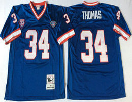 Mitchell And Ness Buffalo Bills #34 Earl Campbell Blue Throwback Authentic Stitched NFL Jersey