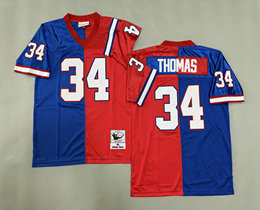Mitchell And Ness Buffalo Bills #34 Earl Campbell Red Blue Throwback Stitched NFL Jersey
