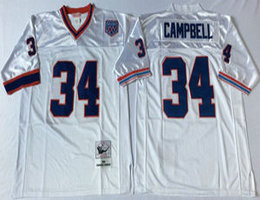 Mitchell And Ness Buffalo Bills #34 Earl Campbell White Throwback Authentic Stitched NFL Jersey