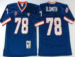Mitchell And Ness Buffalo Bills #78 Bruce Smith Blue Throwback Authentic Stitched NFL Jersey