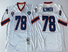 Mitchell And Ness Buffalo Bills #78 Bruce Smith White Throwback Authentic Stitched NFL Jersey