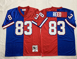 Mitchell And Ness Buffalo Bills #83 Andre Reed Blue Red Splite Throwback Jersey