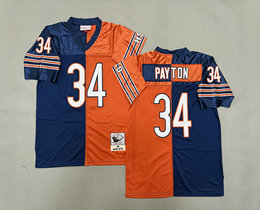 Mitchell And Ness Chicago Bears #34 Walter Payton Orange Navy Throwback Stitched NFL Jersey
