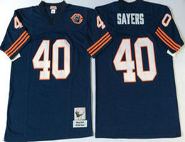 Mitchell And Ness Chicago Bears #40 Gale Sayers Blue Team Patch Throwback Authentic Stitched NFL Jersey