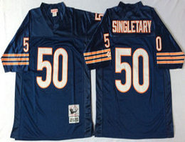 Mitchell And Ness Chicago Bears #50 Mike Singletary Blue Throwback Authentic Stitched NFL Jersey