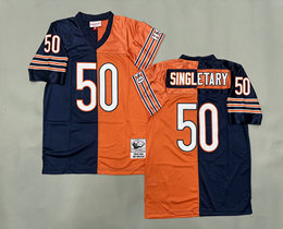 Mitchell And Ness Chicago Bears #50 Mike Singletary Orange Navy Throwback Stitched NFL Jersey
