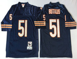 Mitchell And Ness Chicago Bears #51 Dick Butkus Blue Throwback Authentic Stitched NFL Jersey