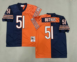 Mitchell And Ness Chicago Bears #51 Dick Butkus Orange Navy Throwback Stitched NFL Jersey