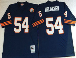 Mitchell And Ness Chicago Bears #54 Brian Urlacher Blue Team Patch Throwback Authentic Stitched NFL Jersey