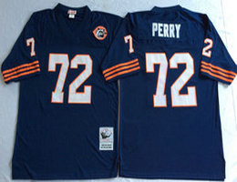 Mitchell And Ness Chicago Bears #72 William Perry Blue With Team Patch Throwback Authentic Stitched NFL Jersey