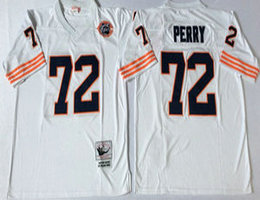 Mitchell And Ness Chicago Bears #72 William Perry White With Team Patch Throwback Authentic Stitched NFL Jersey