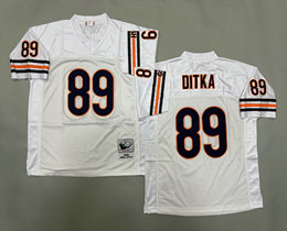 Mitchell And Ness Chicago Bears #89 Mike Ditka White Throwback Stitched NFL Jersey