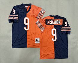 Mitchell And Ness Chicago Bears #9 Jim McMahon Orange Navy Throwback Stitched NFL Jersey