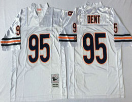 Mitchell And Ness Chicago Bears #95 Richard Dent White Throwback Authentic Stitched NFL Jersey