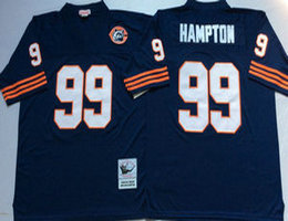 Mitchell And Ness Chicago Bears #99 Dan Hampton Blue With Team Patch Throwback Authentic Stitched NFL Jersey