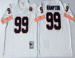 Mitchell And Ness Chicago Bears #99 Dan Hampton White With Team Patch Throwback Authentic Stitched NFL Jersey