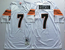 Mitchell And Ness Cincinnati Bengals #7 Boomer Esiason White Throwback Authentic Stitched NFL Jersey