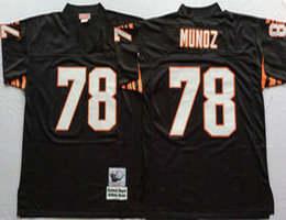 Mitchell And Ness Cincinnati Bengals #78 Anthony Munoz Black Throwback Authentic Stitched NFL Jersey