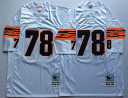 Mitchell And Ness Cincinnati Bengals #78 Anthony Munoz White Throwback Authentic Stitched NFL Jersey