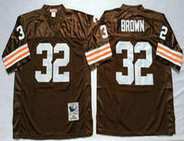 Mitchell And Ness Cleveland Browns #32 Jim Brown Brown Throwback Authentic Stitched NFL Jersey