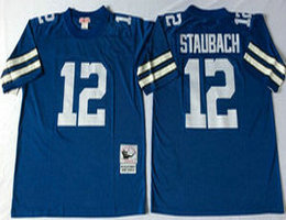 Mitchell And Ness Dallas Cowboys #12 Roger Staubach Blue Authentic Stitched NFL Jersey