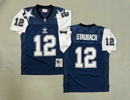Mitchell And Ness Dallas Cowboys #12 Roger Staubach Navy Thanksgiving Throwback Stitched NFL Jersey