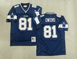 Mitchell And Ness Dallas Cowboys #81 Terrell Owens Navy Arm with star Throwback Stitched NFL Jersey