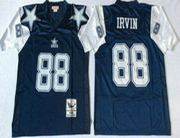 Mitchell And Ness Dallas Cowboys #88 Michael Irvin Blue White Authentic Stitched NFL Jersey