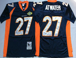 Mitchell And Ness Denver Broncos #27 Steve Atwater Navy Blue Super Bowl Patch Throwback Authentic Stitched NFL Jersey