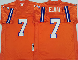 Mitchell And Ness Denver Broncos #7 John Elway Orange Throwback Authentic Stitched NFL Jersey