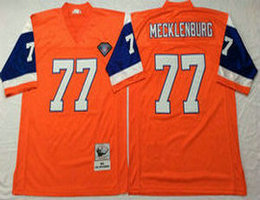 Mitchell And Ness Denver Broncos #77 Karl Mecklenburg Orange Throwback Authentic Stitched NFL Jersey