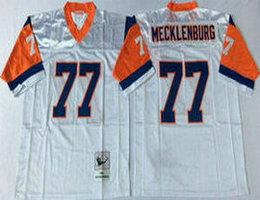 Mitchell And Ness Denver Broncos #77 Karl Mecklenburg White Throwback Authentic Stitched NFL Jersey