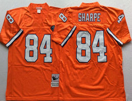 Mitchell And Ness Denver Broncos #84 Shannon Sharpe Orange With 75TH Patch Throwback Authentic Stitched NFL Jersey