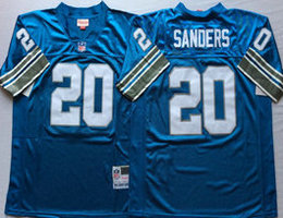Mitchell And Ness Detroit Lions #20 Barry Sanders Blue Throwback Authentic Stitched NFL Jerseys