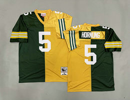 Mitchell And Ness Green Bay Packers #5 Paul Hornung Yellow Green Throwback Stitched NFL Jersey