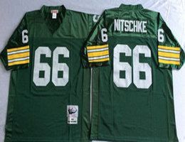Mitchell And Ness Green Bay Packers #66 Ray Nitschke Green Throwback Authentic Stitched NFL Jersey