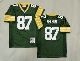 Mitchell And Ness Green Bay Packers #87 Jordy Nelson Green Throwback Stitched NFL Jersey