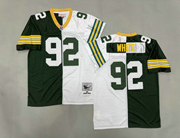 Mitchell And Ness Green Bay Packers #92 Reggie White White Green Throwback Stitched NFL Jersey