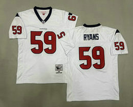 Mitchell And Ness Houston Texans #59 DeMeco Ryans White Throwback Authentic Stitched NFL Jersey