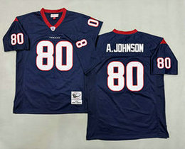 Mitchell And Ness Houston Texans #80 Andre Johnson Blue Throwback Authentic Stitched NFL Jersey