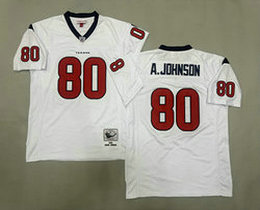 Mitchell And Ness Houston Texans #80 Andre Johnson White Throwback Authentic Stitched NFL Jersey